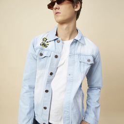 High Star Men Blue Washed Denim Jacket-image-72