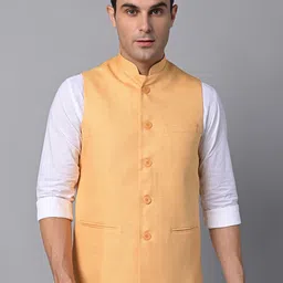 Vastraa Fusion Mandarin Collar Jute Cotton Nehru Jacket-picture-17