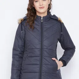 VERO AMORE Women Navy Blue Insulator Puffer Jacket-image-8