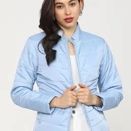 Tokyo Talkies Women Blue Padded Jacket-image-57