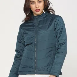 Tokyo Talkies Women Blue Padded Jacket-image-24