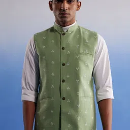 SHVAAS by VASTRAMAY Printed Cotton Nehru Jacket-31