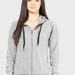 Hypernation Women Solid Cotton Hooded Bomber Jacket-16