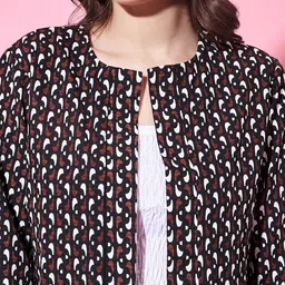 Fbella Geometric Printed Long Sleeves Open Front Shrug image 2