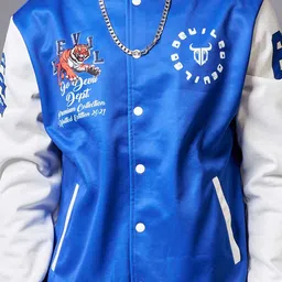 GO DEVIL Colourblocked Stand Collar Varsity Jacket image 5
