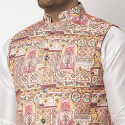 Benstoke Men Multicolored Printed Nehru Jacket image 5