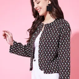 Fbella Geometric Printed Long Sleeves Open Front Shrug image 5