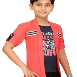 BAESD Boys Lightweight Long Sleeves Open Front Jacket With Attached T- Shirt image 2