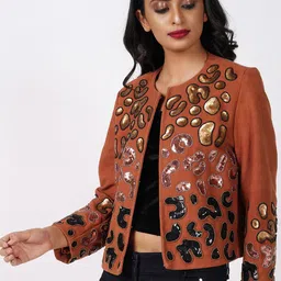Diwaah Self Design Sequined Open Front Jacket image 2