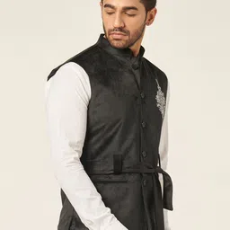 MR BUTTON Velvet Nehru Jacket image 2