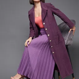 Miss Chase Notched Lapel Longline Overcoat-image-77