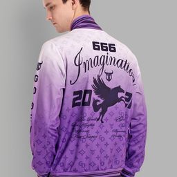 GO DEVIL Graphic Printed Mandarin Collar Bomber Jacket image 4