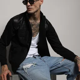 Campus Sutra Windcheater Mock Collar Cotton Bomber Jacket-picture-30