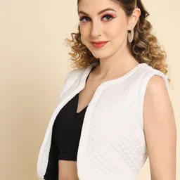 TANDUL Collarless Lightweight Crop Open Front Jacket image 5