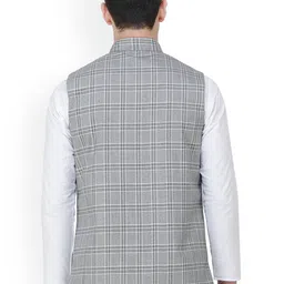 Exotic India Men Double Check Pattern Nehru Jacket image 2
