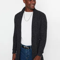 Trendyol Men Black Longline Open Front Jacket image 4
