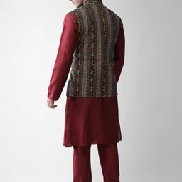 KISAH Men Multicoloured Regular Kurta with Pyjamas & Jacket image 2