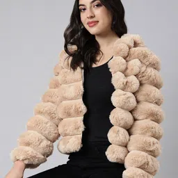 SHOWOFF Self Design Hooded Windcheater Longline Padded Jacket-11