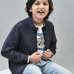 Crimsoune Club Boys Stand Collar Long Sleeve Lightweight Reversible Bomber Jacket-49