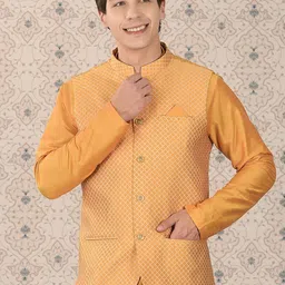 Ode by House of Pataudi Woven Design Nehru Jackets-22