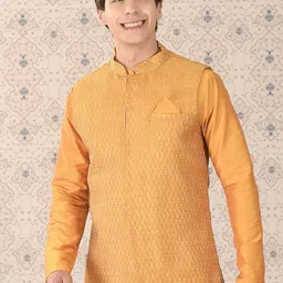 Ode by House of Pataudi Woven Design Nehru Jacket-picture-58