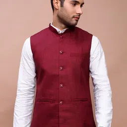 SHOWOFF Woven Slim-Fit Nehru Jackets-45