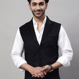 even Self Design Woven Mandarin Collar Nehru Jacket With Welt Pockets-14