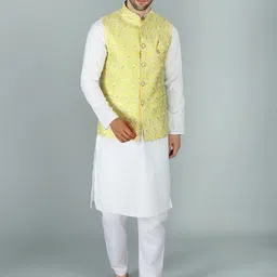 Exotic India Woven-Design Nehru Jacket-image-69