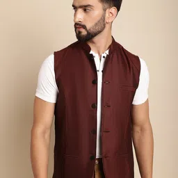 even Woven Design Nehru Jacket-picture-50