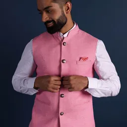 Lightpole Woven Design Nehru Jackets-picture-11
