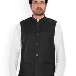 Authentics Checked Mandarin Collar Nehru Jackets-12