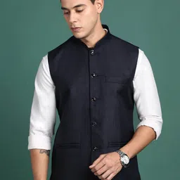 SHOWOFF Woven Slim-Fit Nehru Jacket-image-69