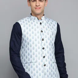 SHOWOFF Men Printed Mandarin Collar Nehru Jacket-29