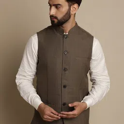 even Mandarin Collar Checked Nehru Jacket-picture-14
