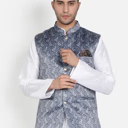Armaan Ethnic Mandarin Collar Ethnic Motifs Printed Nehru Jacket-2