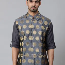 AKS Ethnic Motifs Woven Design Nehru Jacket-picture-36