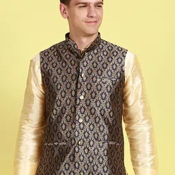 Sanwara Floral Woven Design Nehru Jacket-picture-17