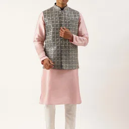 TheEthnic.Co Woven Embroidered Nehru Jacket-33
