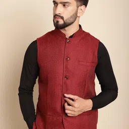 even Woven Design Nehru Jacket-picture-43
