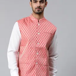 AKS Ethnic Motifs Woven Design Nehru Jacket-28