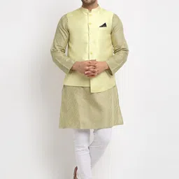 NEUDIS Men Mandarin Collar Woven Nehru Jacket-picture-21