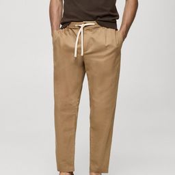 MANGO MAN Linen Cotton Slim Fit Trousers-image-83