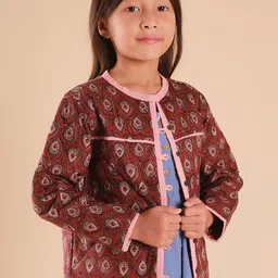 Sangria Girls Block Printed Pure Cotton Quilted Jackets-image-45