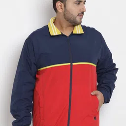 John Pride Men Plus Size Colourblocked Lightweight Open Front Jacket-3