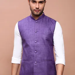 SHOWOFF Slim Fit With Mandarin Collar Nehru Jackets-picture-56