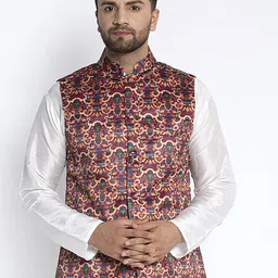 Benstoke Men Printed Woven Nehru Jackets-8