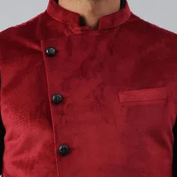 MR BUTTON Side Button Velvet Nehru Jacket image 4