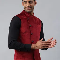 MR BUTTON Side Button Velvet Nehru Jacket image 2