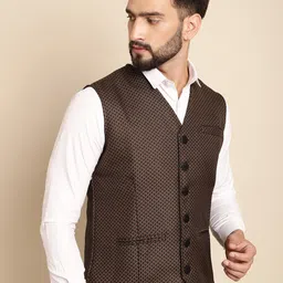 Even Self Design Sleeveless Nehru Jacket image 4