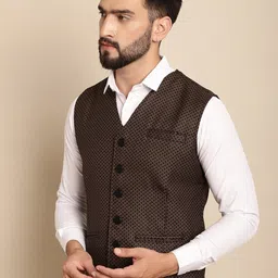 Even Self Design Sleeveless Nehru Jacket image 2